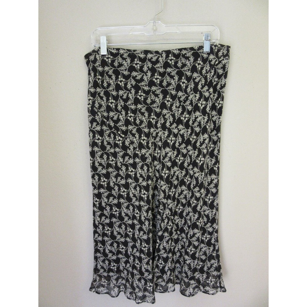 Women's Black Boho Studio M Silk Chiffon Festival Wear Skirt Size L